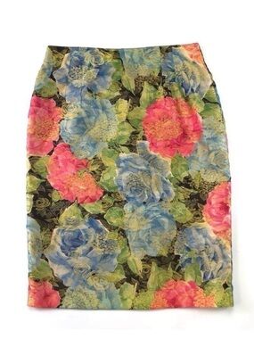 MONDI Vintage green rose jacquard floral print skirt Size 42